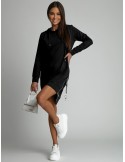 Black asymmetrical dress with zippers on the sides FI536 - Online store - Boutique